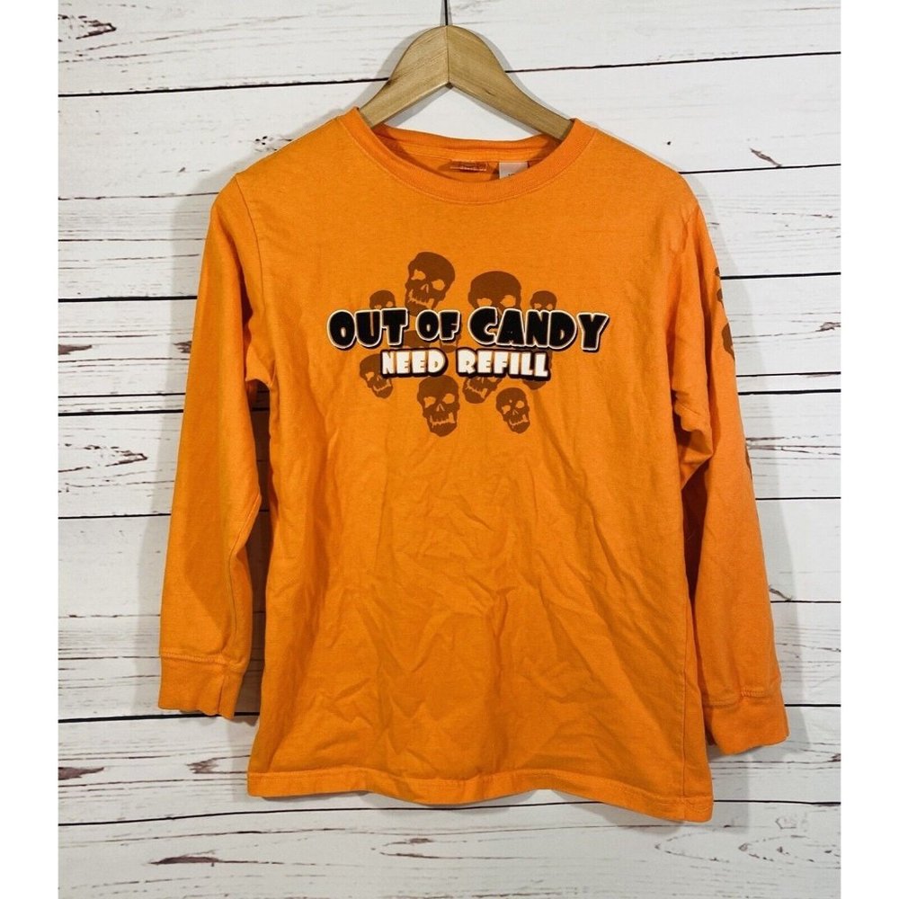 Kids Happy Halloween Shirt Unisex Sz Large 12 / 14 Out Of Candy Holiday